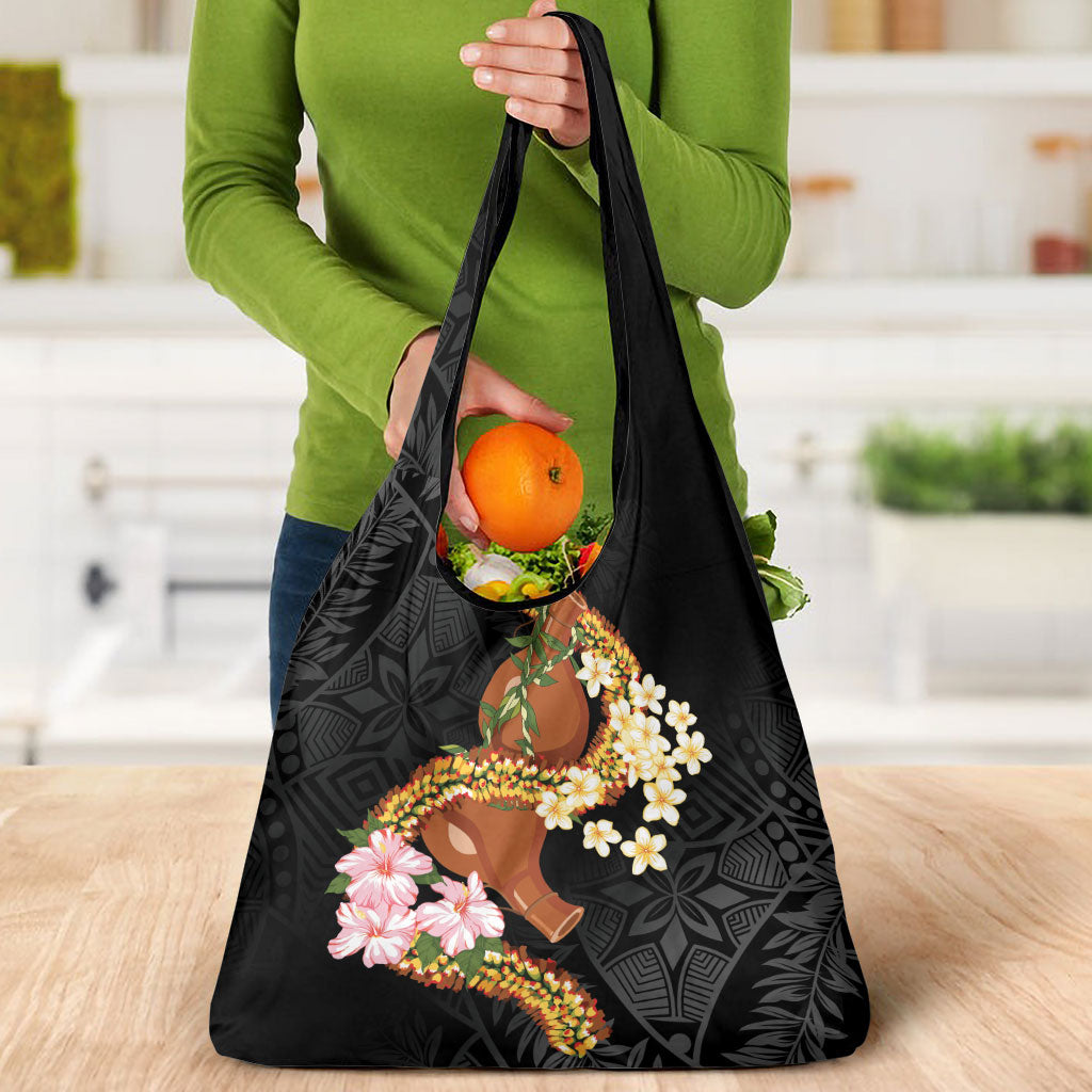 Aloha Hawaii Ipu Gourd Mix ʻĀkulikuli Lei Grocery Bag Obsidian Black LT7 - Polynesian Pride