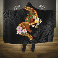 Aloha Hawaii Ipu Gourd Mix ʻĀkulikuli Lei Hooded Blanket Obsidian Black LT7 - Polynesian Pride