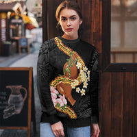 Aloha Hawaii Ipu Gourd Mix ʻĀkulikuli Lei Ugly Christmas Sweater Obsidian Black LT7 - Polynesian Pride