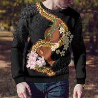Aloha Hawaii Ipu Gourd Mix ʻĀkulikuli Lei Ugly Christmas Sweater Obsidian Black LT7 - Polynesian Pride