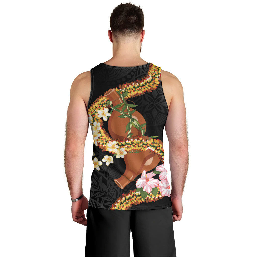 Aloha Hawaii Ipu Gourd Mix ʻĀkulikuli Lei Men Tank Top Obsidian Black LT7 - Polynesian Pride