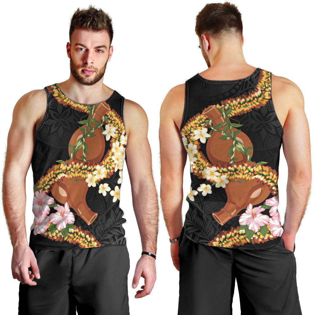 Aloha Hawaii Ipu Gourd Mix ʻĀkulikuli Lei Men Tank Top Obsidian Black LT7 - Polynesian Pride