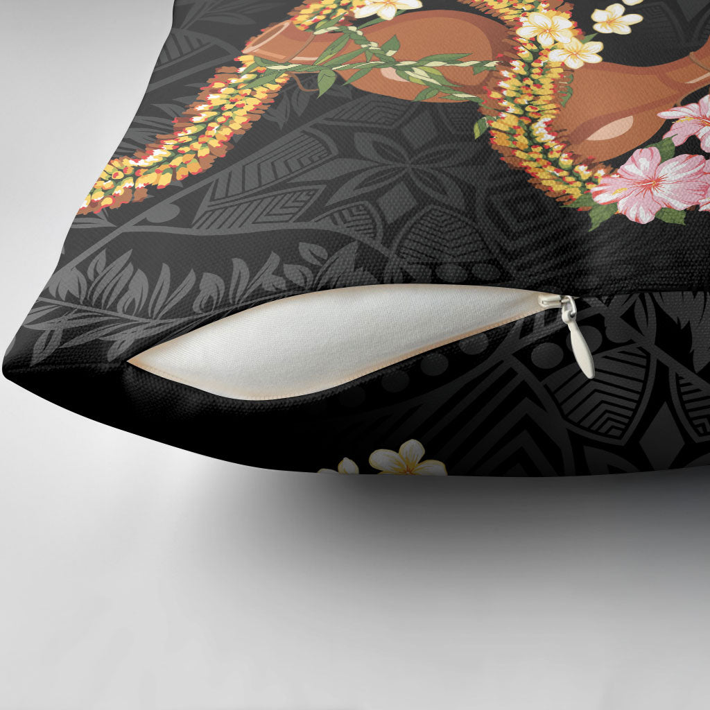 Aloha Hawaii Ipu Gourd Mix ʻĀkulikuli Lei Pillow Cover Obsidian Black LT7 - Polynesian Pride