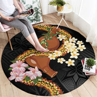 Aloha Hawaii Ipu Gourd Mix ʻĀkulikuli Lei Round Carpet Obsidian Black LT7 - Polynesian Pride