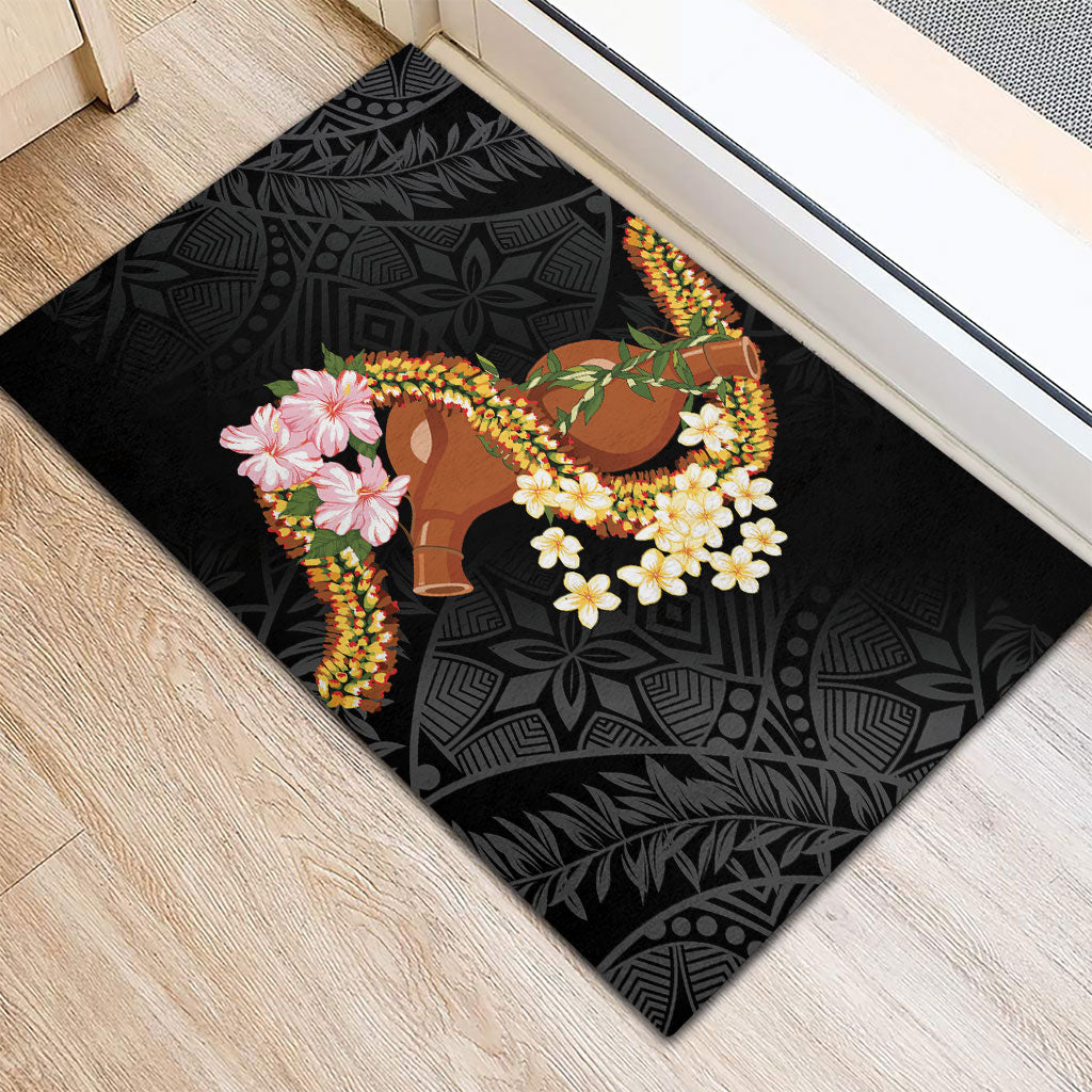 Aloha Hawaii Ipu Gourd Mix ʻĀkulikuli Lei Rubber Doormat Obsidian Black LT7 - Polynesian Pride