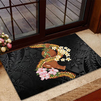 Aloha Hawaii Ipu Gourd Mix ʻĀkulikuli Lei Rubber Doormat Obsidian Black LT7 - Polynesian Pride