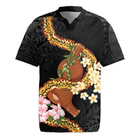 Aloha Hawaii Ipu Gourd Mix ʻĀkulikuli Lei Rugby Jersey Obsidian Black LT7 Obsidian Black - Polynesian Pride