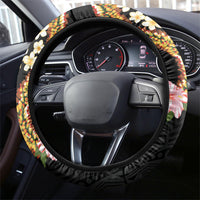 Aloha Hawaii Ipu Gourd Mix ʻĀkulikuli Lei Steering Wheel Cover Obsidian Black LT7 - Polynesian Pride