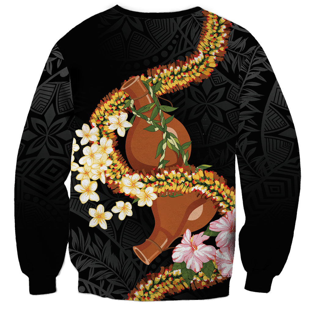 Aloha Hawaii Ipu Gourd Mix ʻĀkulikuli Lei Sweatshirt Obsidian Black LT7 - Polynesian Pride