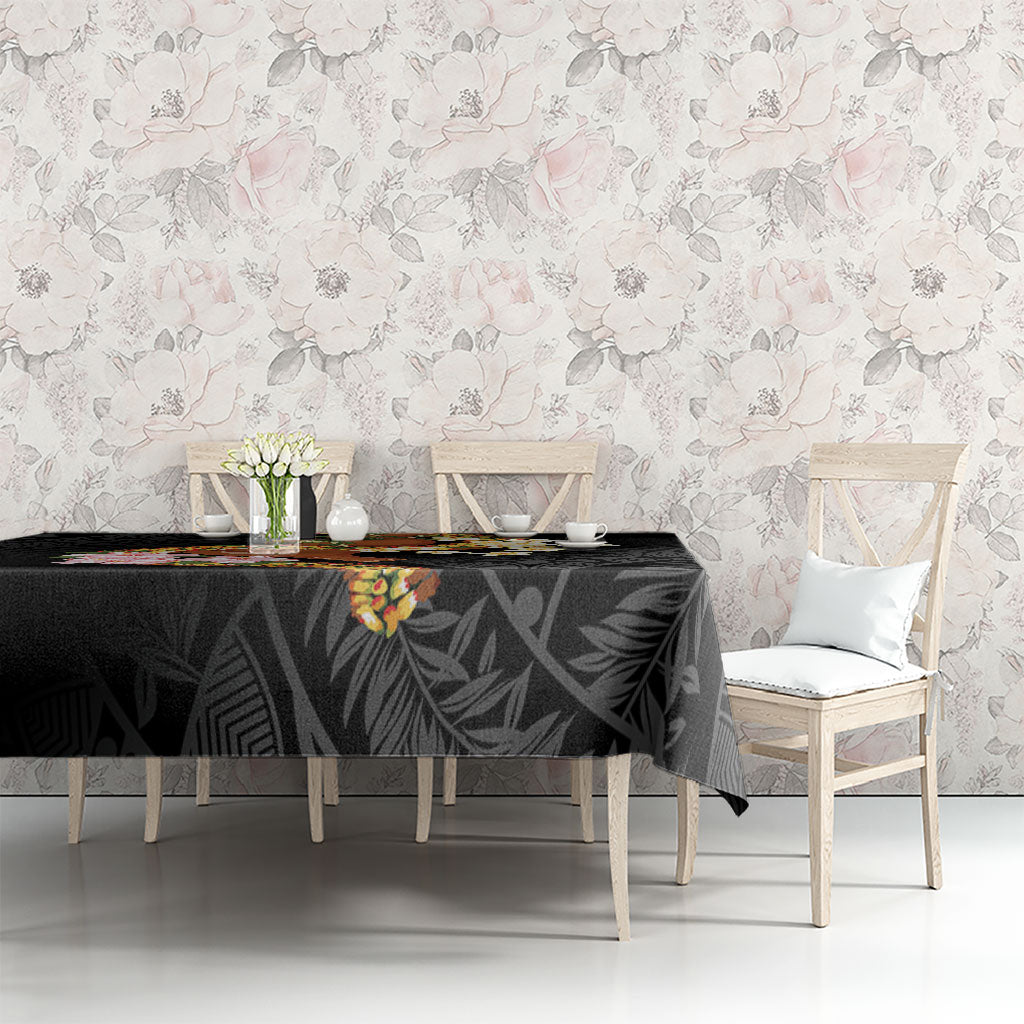 Aloha Hawaii Ipu Gourd Mix ʻĀkulikuli Lei Tablecloth Obsidian Black LT7 - Polynesian Pride
