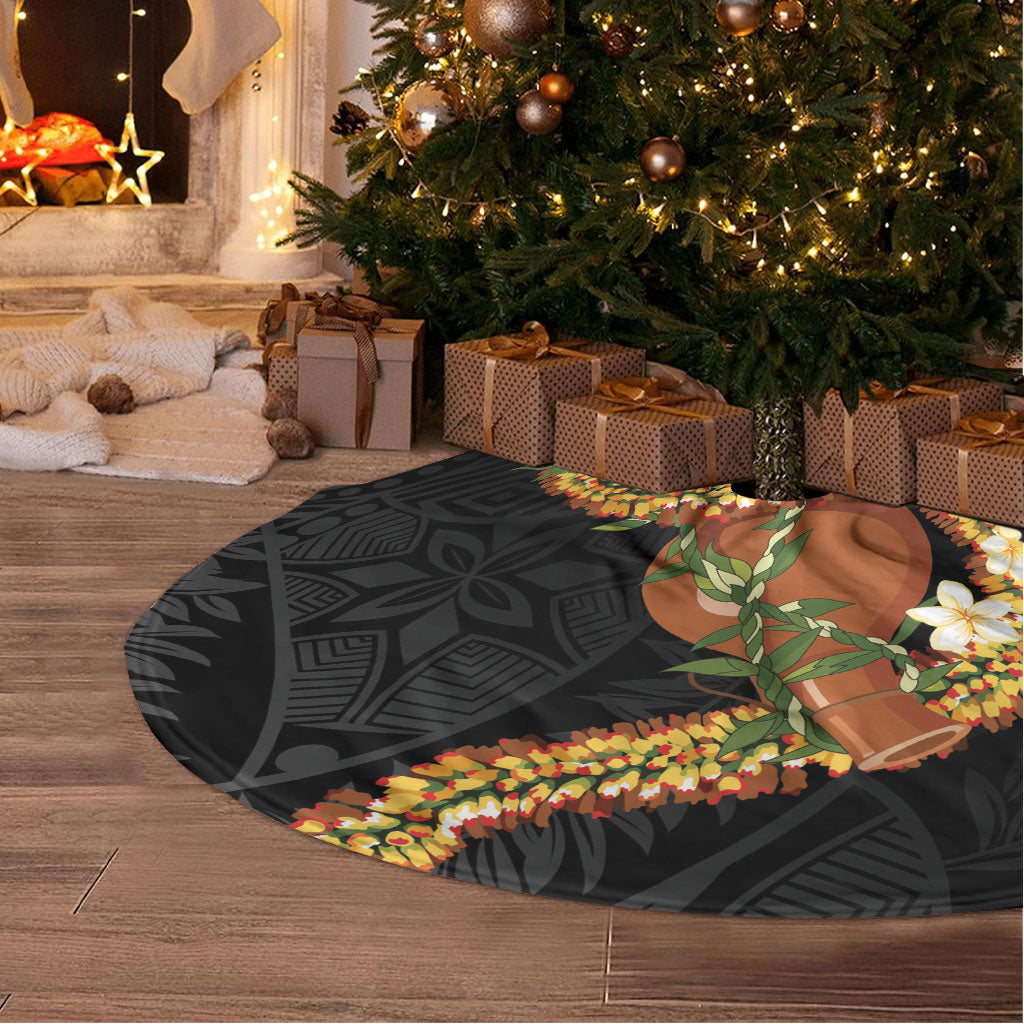 Aloha Hawaii Ipu Gourd Mix ʻĀkulikuli Lei Tree Skirt Obsidian Black LT7 - Polynesian Pride