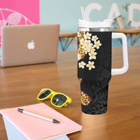Aloha Hawaii Ipu Gourd Mix ʻĀkulikuli Lei Tumbler With Handle Obsidian Black LT7 - Polynesian Pride
