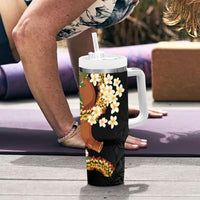 Aloha Hawaii Ipu Gourd Mix ʻĀkulikuli Lei Tumbler With Handle Obsidian Black LT7 - Polynesian Pride