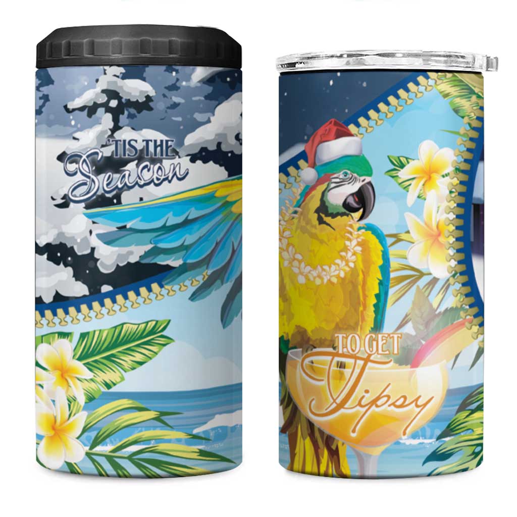 Funny Tropical Christmas 4 in 1 Can Cooler Tumbler Tis The Season To Get Tipsy LT7 One Size: 16 oz Colorful - Polynesian Pride