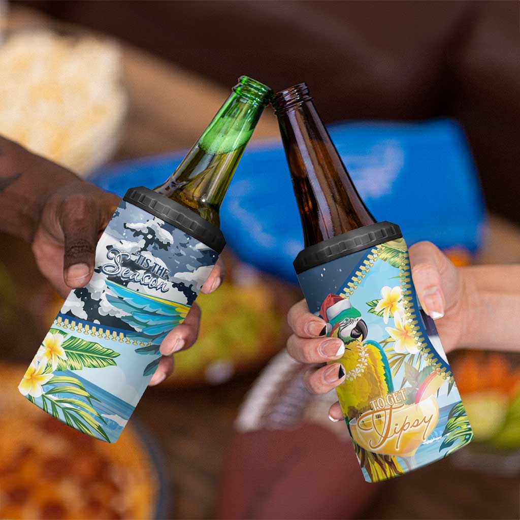 Funny Tropical Christmas 4 in 1 Can Cooler Tumbler Tis The Season To Get Tipsy LT7 - Polynesian Pride