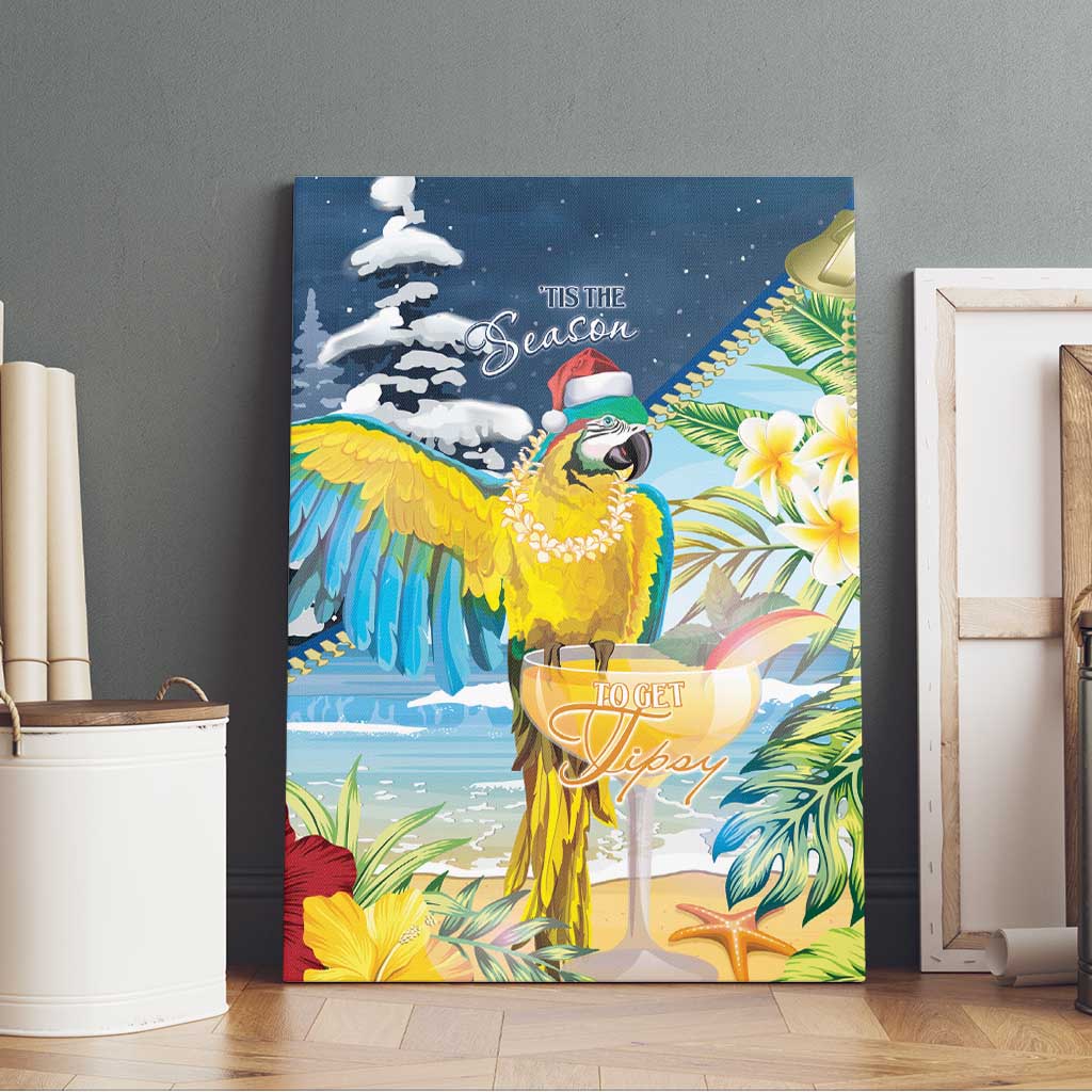 Funny Tropical Christmas Canvas Wall Art Tis The Season To Get Tipsy