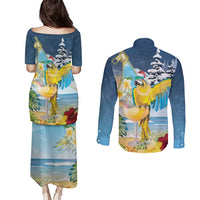 Funny Tropical Christmas Couples Matching Puletasi and Long Sleeve Button Shirt Tis The Season To Get Tipsy LT7 - Polynesian Pride