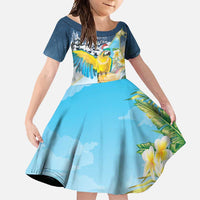 Funny Tropical Christmas Family Matching Mermaid Dress and Hawaiian Shirt Tis The Season To Get Tipsy LT7 Daughter's Dress Colorful - Polynesian Pride