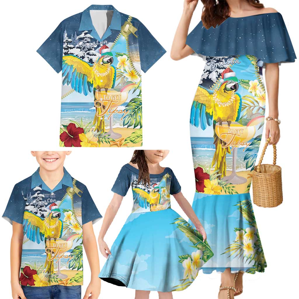 Funny Tropical Christmas Family Matching Mermaid Dress and Hawaiian Shirt Tis The Season To Get Tipsy LT7 - Polynesian Pride