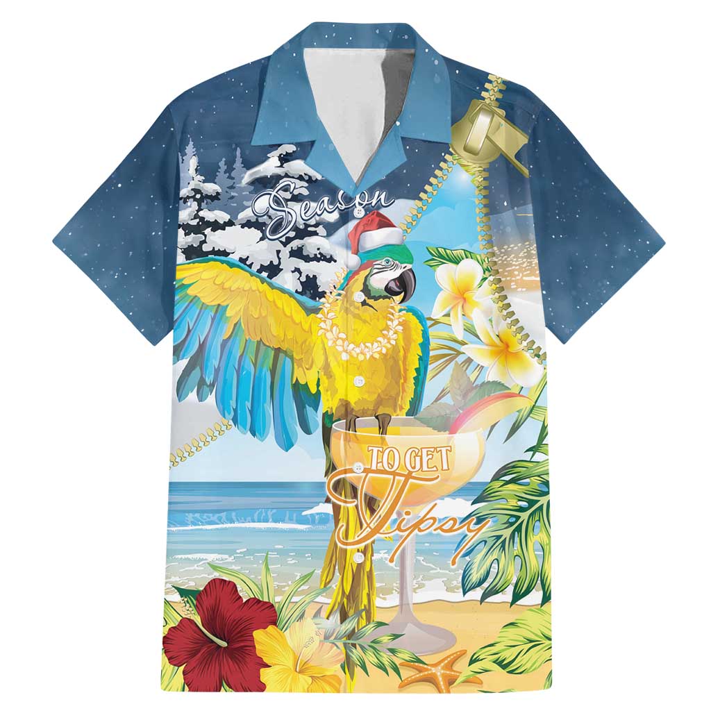 Funny Tropical Christmas Family Matching Mermaid Dress and Hawaiian Shirt Tis The Season To Get Tipsy LT7 Dad's Shirt - Short Sleeve Colorful - Polynesian Pride