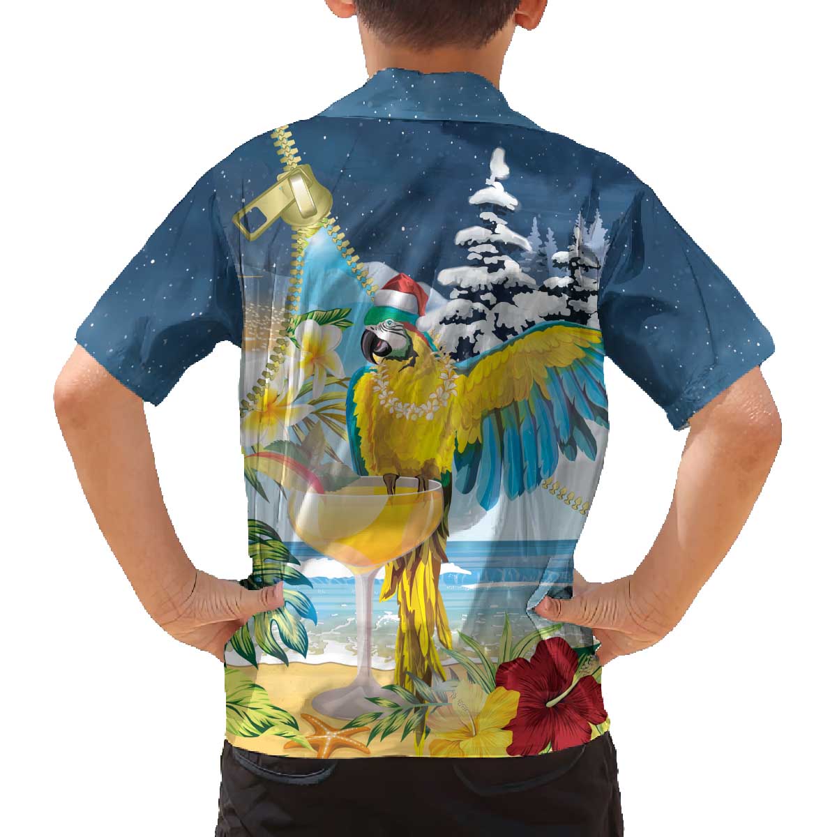 Funny Tropical Christmas Family Matching Off The Shoulder Long Sleeve Dress and Hawaiian Shirt Tis The Season To Get Tipsy LT7 - Polynesian Pride