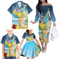Funny Tropical Christmas Family Matching Off The Shoulder Long Sleeve Dress and Hawaiian Shirt Tis The Season To Get Tipsy LT7 - Polynesian Pride