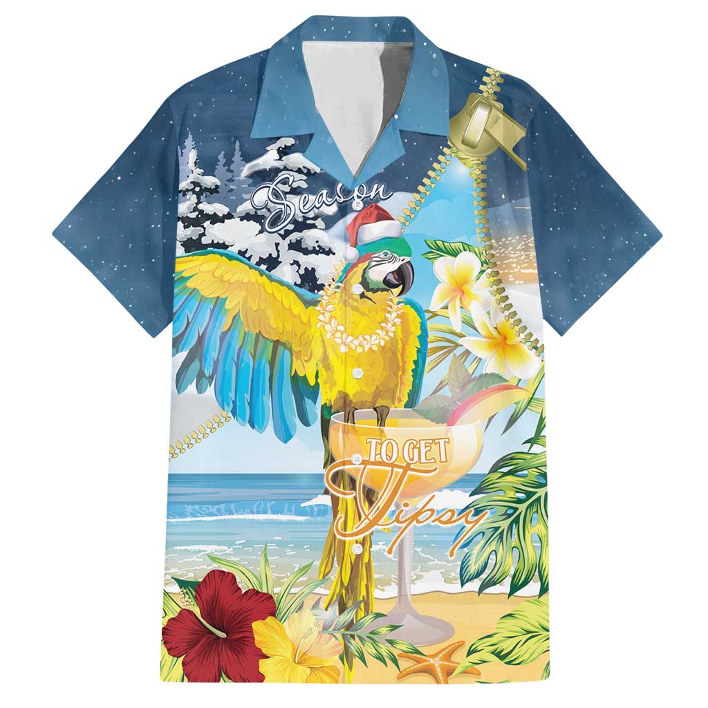 Funny Tropical Christmas Family Matching Off Shoulder Maxi Dress and Hawaiian Shirt Tis The Season To Get Tipsy LT7 Dad's Shirt - Short Sleeve Colorful - Polynesian Pride
