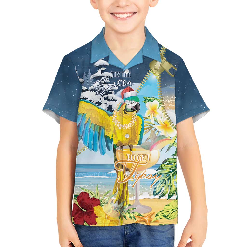 Funny Tropical Christmas Family Matching Off Shoulder Short Dress and Hawaiian Shirt Tis The Season To Get Tipsy LT7 Son's Shirt Colorful - Polynesian Pride