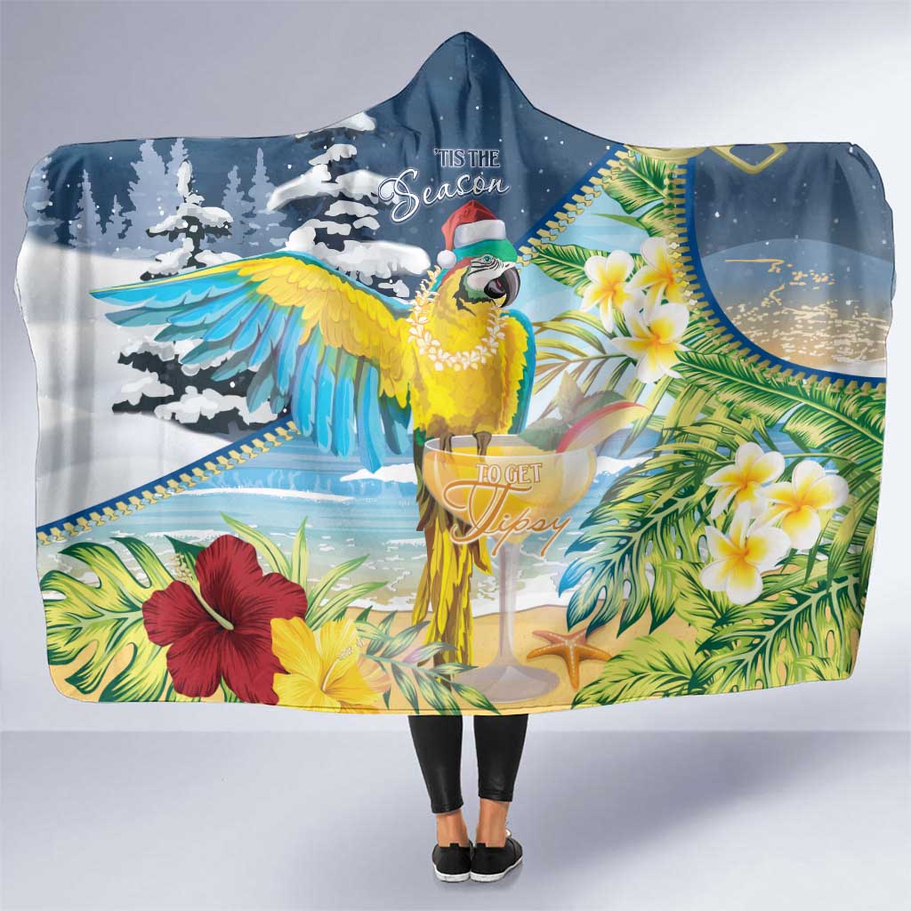 Funny Tropical Christmas Hooded Blanket Tis The Season To Get Tipsy LT7 One Size Colorful - Polynesian Pride