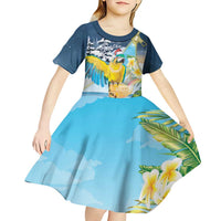 Funny Tropical Christmas Kid Short Sleeve Dress Tis The Season To Get Tipsy LT7 - Polynesian Pride