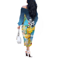 Funny Tropical Christmas Off The Shoulder Long Sleeve Dress Tis The Season To Get Tipsy LT7 - Polynesian Pride