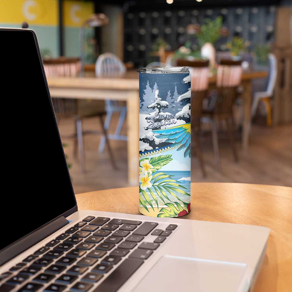 Funny Tropical Christmas Skinny Tumbler Tis The Season To Get Tipsy LT7 - Polynesian Pride