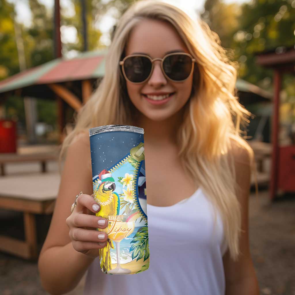 Funny Tropical Christmas Skinny Tumbler Tis The Season To Get Tipsy LT7 - Polynesian Pride