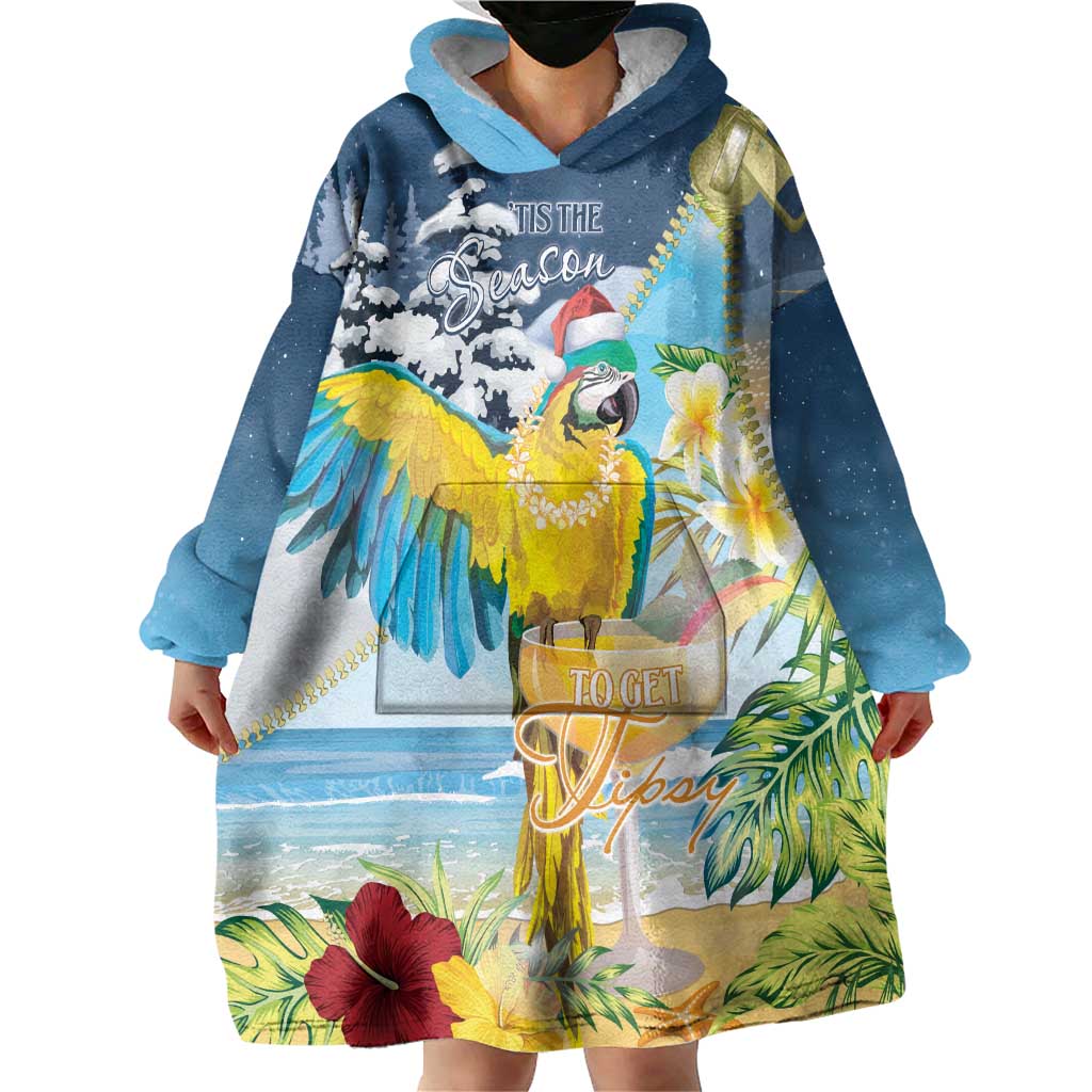 Funny Tropical Christmas Wearable Blanket Hoodie Tis The Season To Get Tipsy LT7 - Polynesian Pride