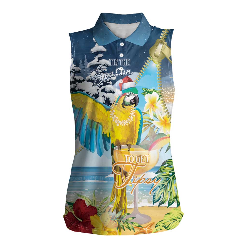 Funny Tropical Christmas Women Sleeveless Polo Shirt Tis The Season To Get Tipsy LT7 Female Colorful - Polynesian Pride