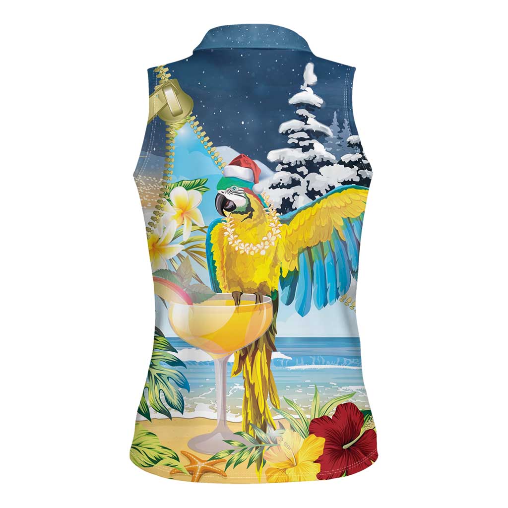 Funny Tropical Christmas Women Sleeveless Polo Shirt Tis The Season To Get Tipsy LT7 - Polynesian Pride