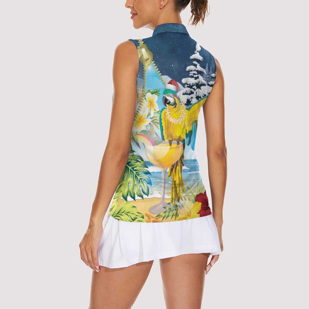 Funny Tropical Christmas Women Sleeveless Polo Shirt Tis The Season To Get Tipsy LT7 - Polynesian Pride