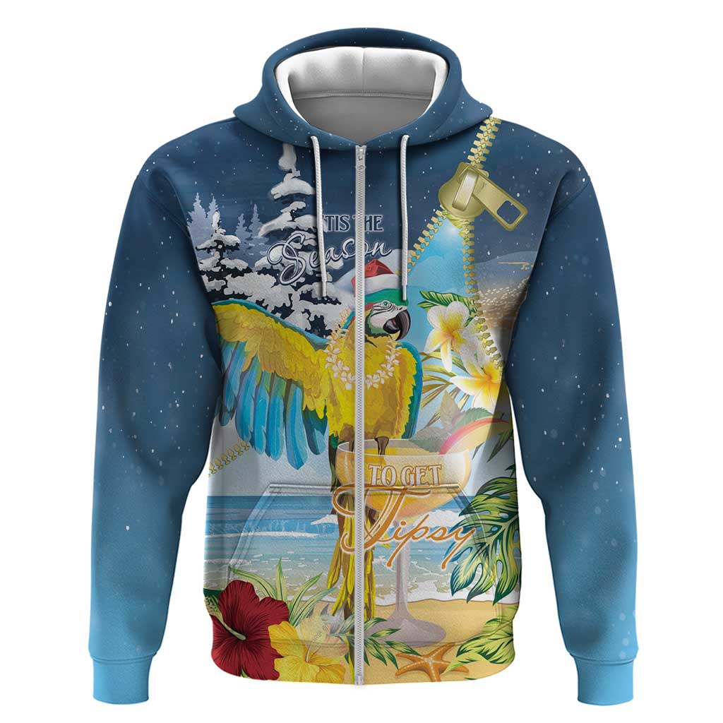 Funny Tropical Christmas Zip Hoodie Tis The Season To Get Tipsy LT7 Zip Hoodie Colorful - Polynesian Pride
