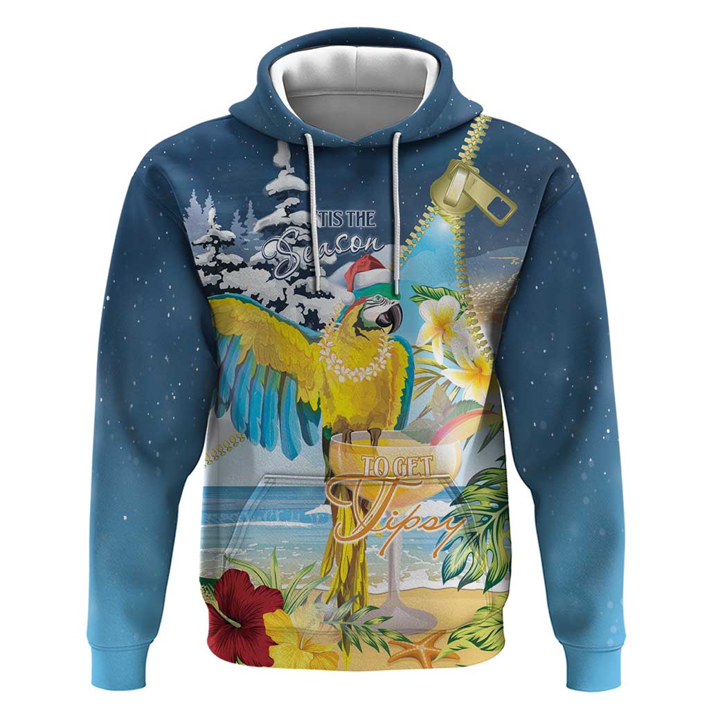 Funny Tropical Christmas Zip Hoodie Tis The Season To Get Tipsy LT7 Pullover Hoodie Colorful - Polynesian Pride
