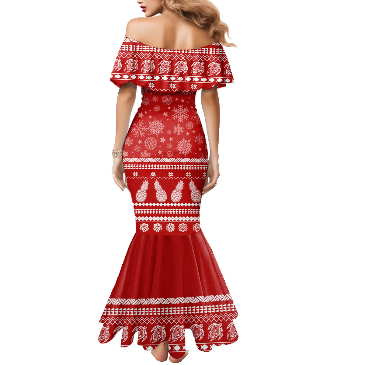 Hawaii Pineapple Christmas Family Matching Mermaid Dress and Hawaiian Shirt Mele Kalikimaka LT7 - Polynesian Pride