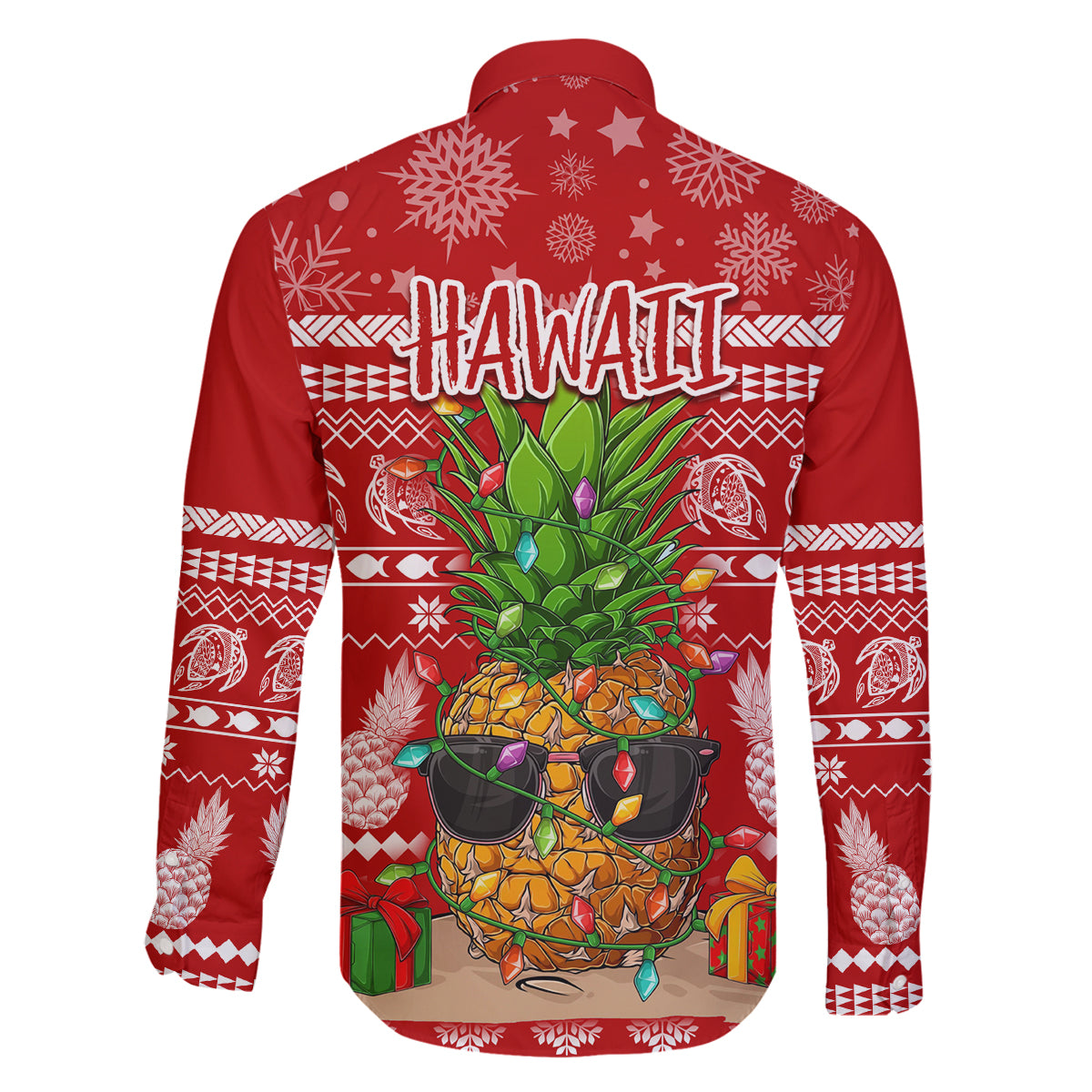 Hawaii Pineapple Christmas Family Matching Off Shoulder Maxi Dress and Hawaiian Shirt Mele Kalikimaka LT7 - Polynesian Pride