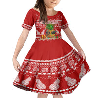 Hawaii Pineapple Christmas Family Matching Tank Maxi Dress and Hawaiian Shirt Mele Kalikimaka LT7 Daughter's Dress Red - Polynesian Pride