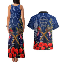 Anzac Couples Matching Tank Maxi Dress and Hawaiian Shirt Australia Aboriginal Mix New Zealand Slouch Hats LT7 - Polynesian Pride