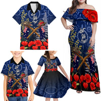 Anzac Family Matching Off Shoulder Maxi Dress and Hawaiian Shirt Australia Aboriginal Mix New Zealand Slouch Hats LT7 - Polynesian Pride