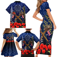 Anzac Family Matching Short Sleeve Bodycon Dress and Hawaiian Shirt Australia Aboriginal Mix New Zealand Slouch Hats LT7 - Polynesian Pride