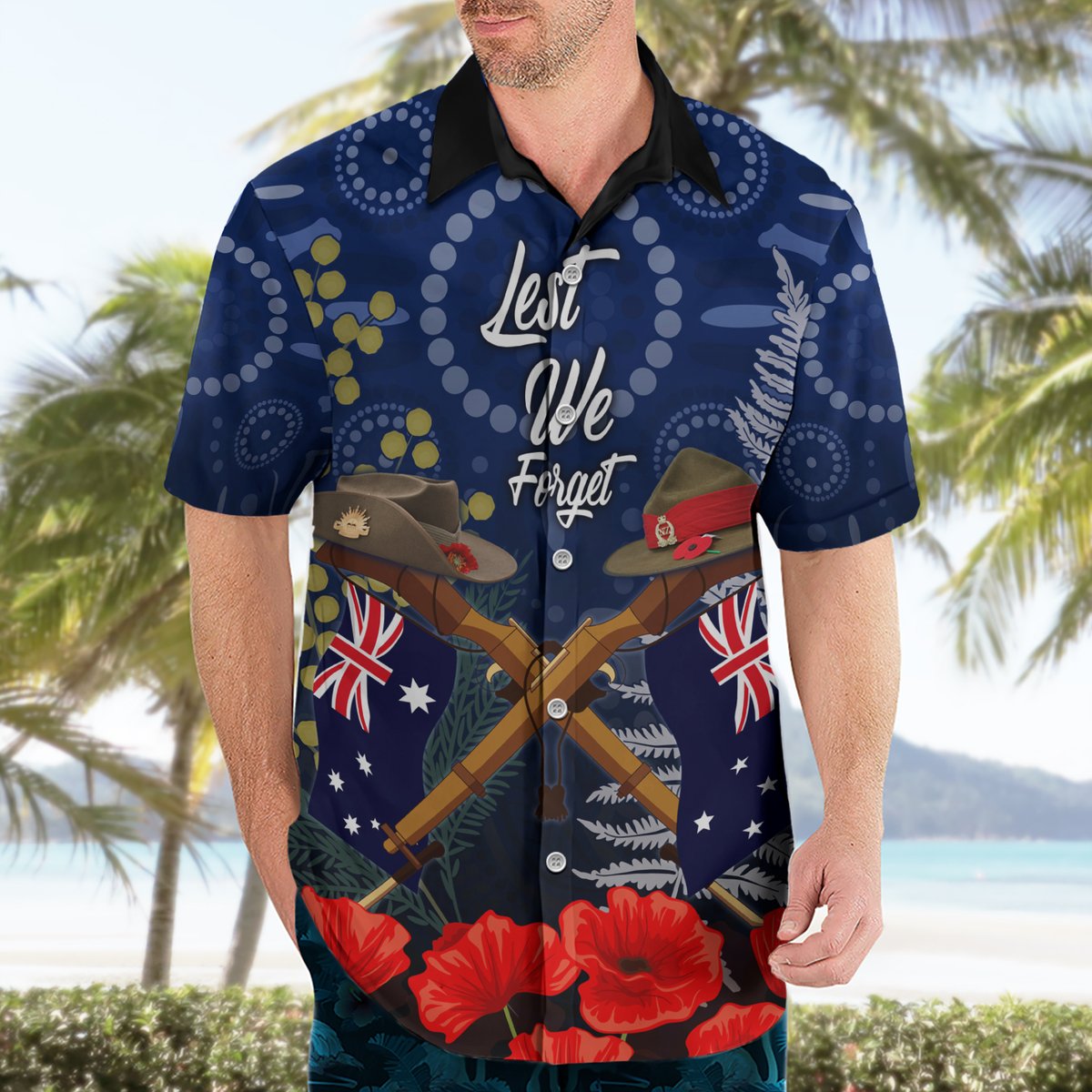 Anzac Hawaiian Shirt Australia Aboriginal Mix New Zealand Slouch Hats LT7 - Polynesian Pride