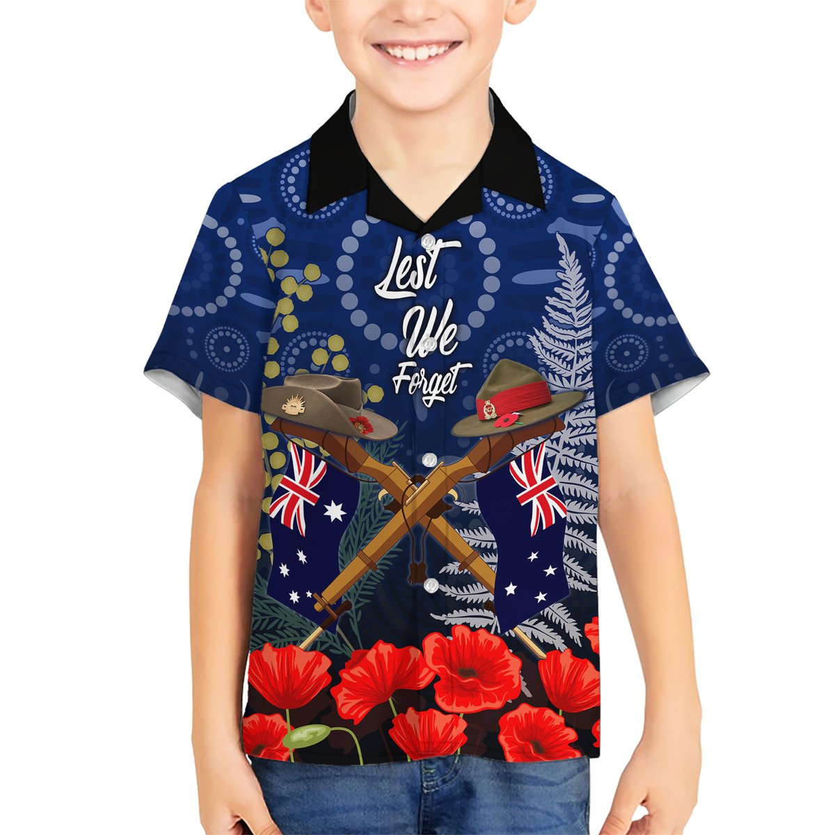 Anzac Hawaiian Shirt Australia Aboriginal Mix New Zealand Slouch Hats LT7 - Polynesian Pride
