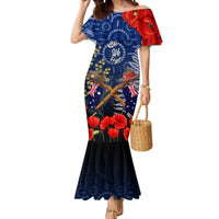 Anzac Mermaid Dress Australia Aboriginal Mix New Zealand Slouch Hats LT7 Women Blue - Polynesian Pride
