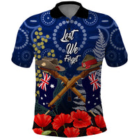 Anzac Polo Shirt Australia Aboriginal Mix New Zealand Slouch Hats LT7 Blue - Polynesian Pride