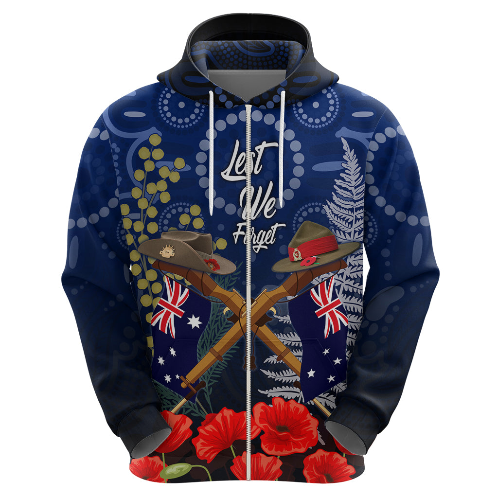 Anzac Zip Hoodie Australia Aboriginal Mix New Zealand Slouch Hats LT7 - Polynesian Pride